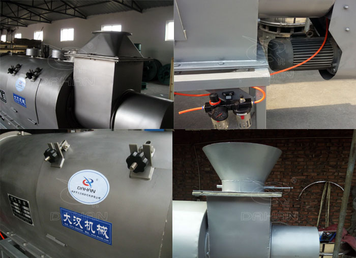 氣旋篩：電機，進料口，氣壓裝置等特寫圖片